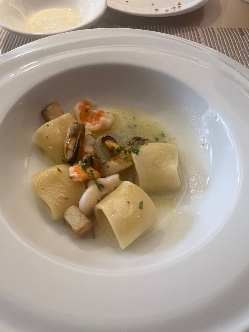 Calamarata With Potato Velouté And Seasonal Seafood