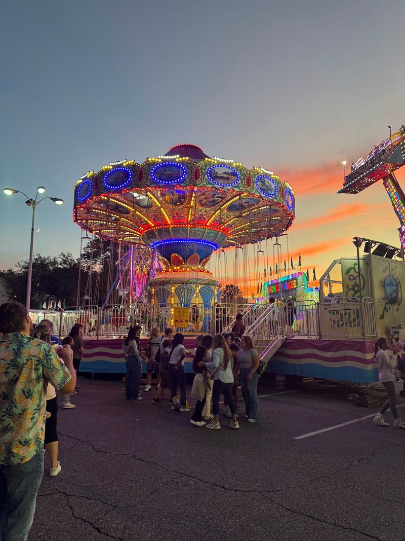 Carnival Rides Lighting Up The Evening Sky Carnival Rides Lighting Up The Evening Sky