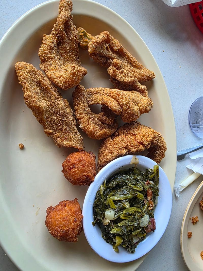 Catfish and Hushpuppies on the Tombigbee at Ezell's Fish Camp Catfish and Hushpuppies on the Tombigbee at Ezell's Fish Camp