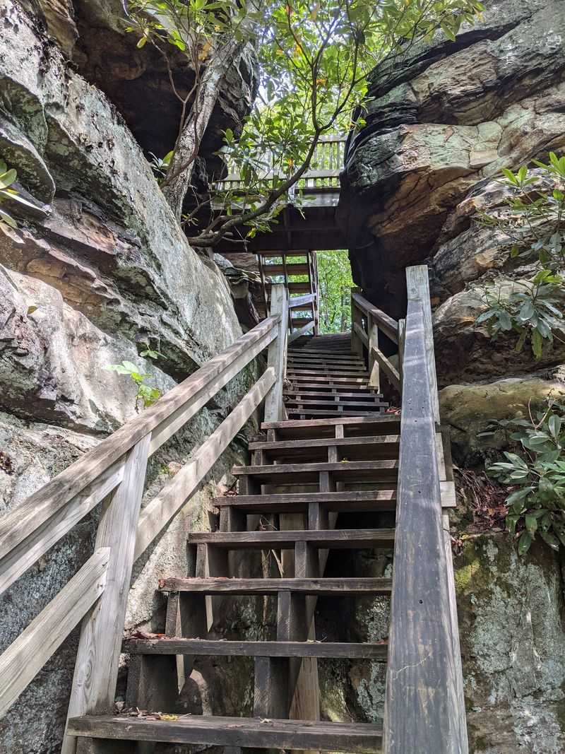 Climbing the Wooden Stairs at Turkey Spur