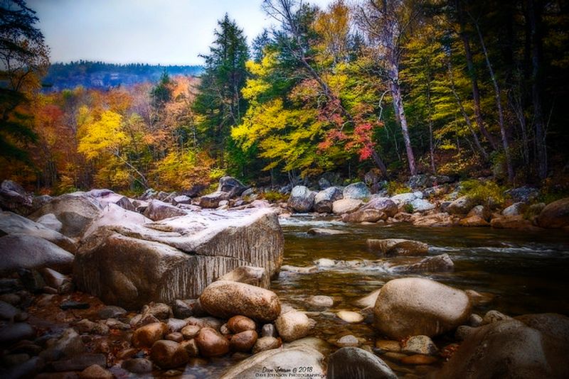 Flume Gorge Walls Wrapped in Red and Gold