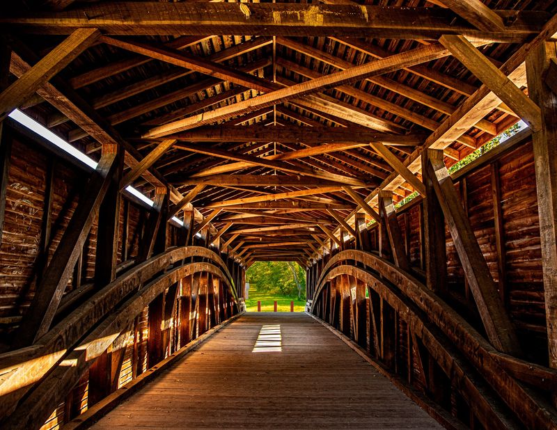 Gilpin's Falls Covered Bridge Beside The Old Highway