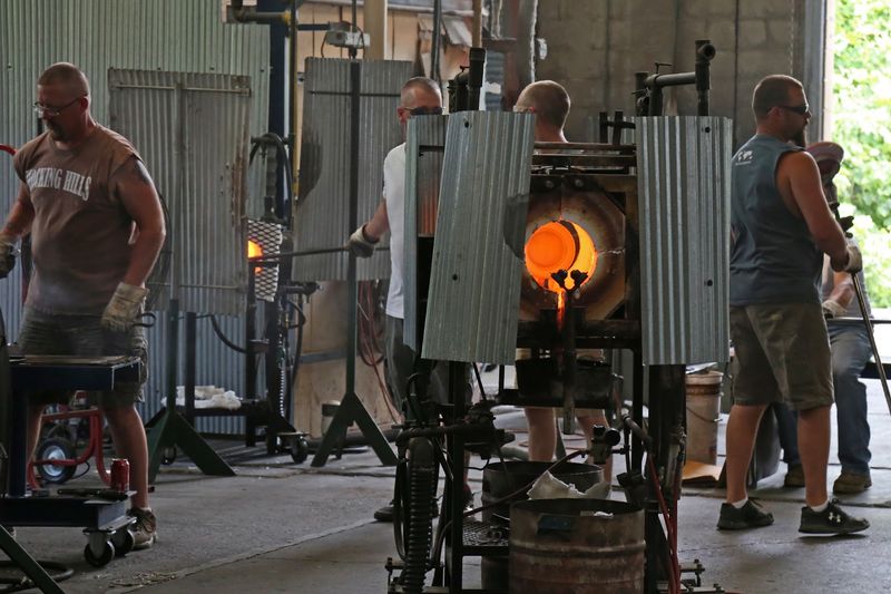 Molten Glass Pressed Into Christmas Trees Molten Glass Pressed Into Christmas Trees