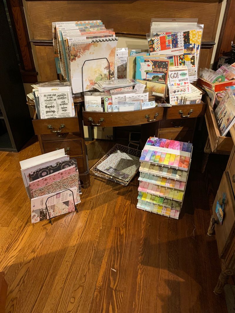 Paper Crafting Supplies Stacked in Every Nook