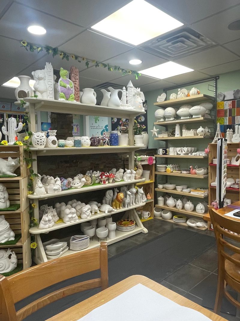 Shelves Stacked Wall To Wall With Blank Ceramics Shelves Stacked Wall To Wall With Blank Ceramics