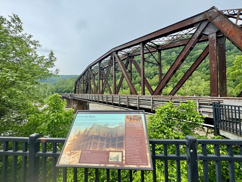 The Rare Cantilever Bridge and Weathered Brick Buildings
