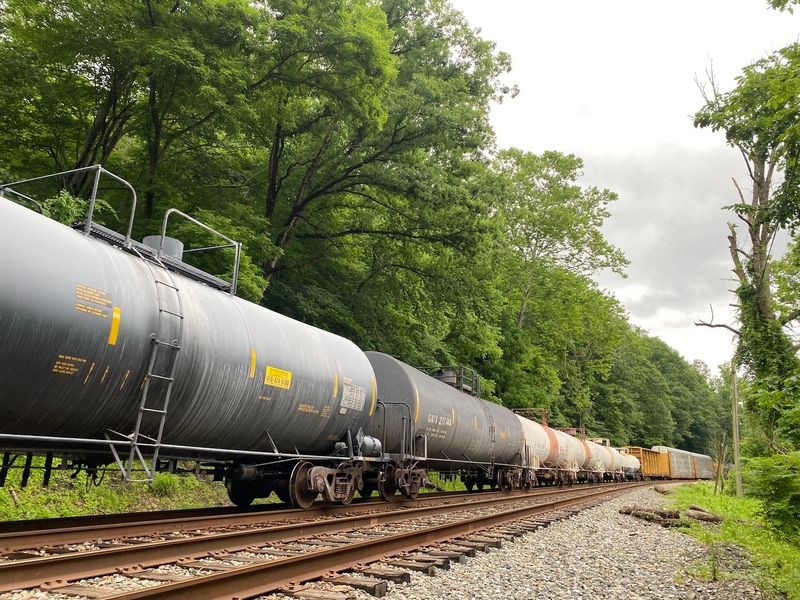 Trains Rumbling Beside the Trail