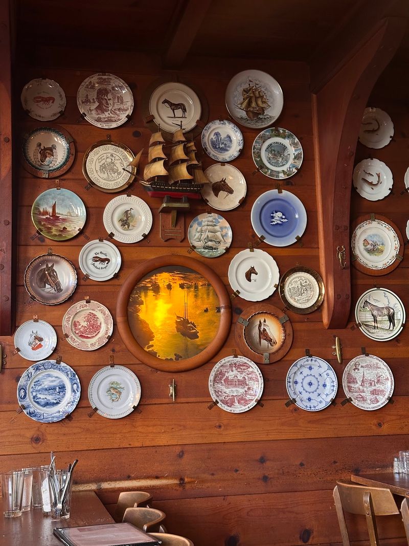 Wooden Walls Covered in Plates and Curiosities Wooden Walls Covered in Plates and Curiosities