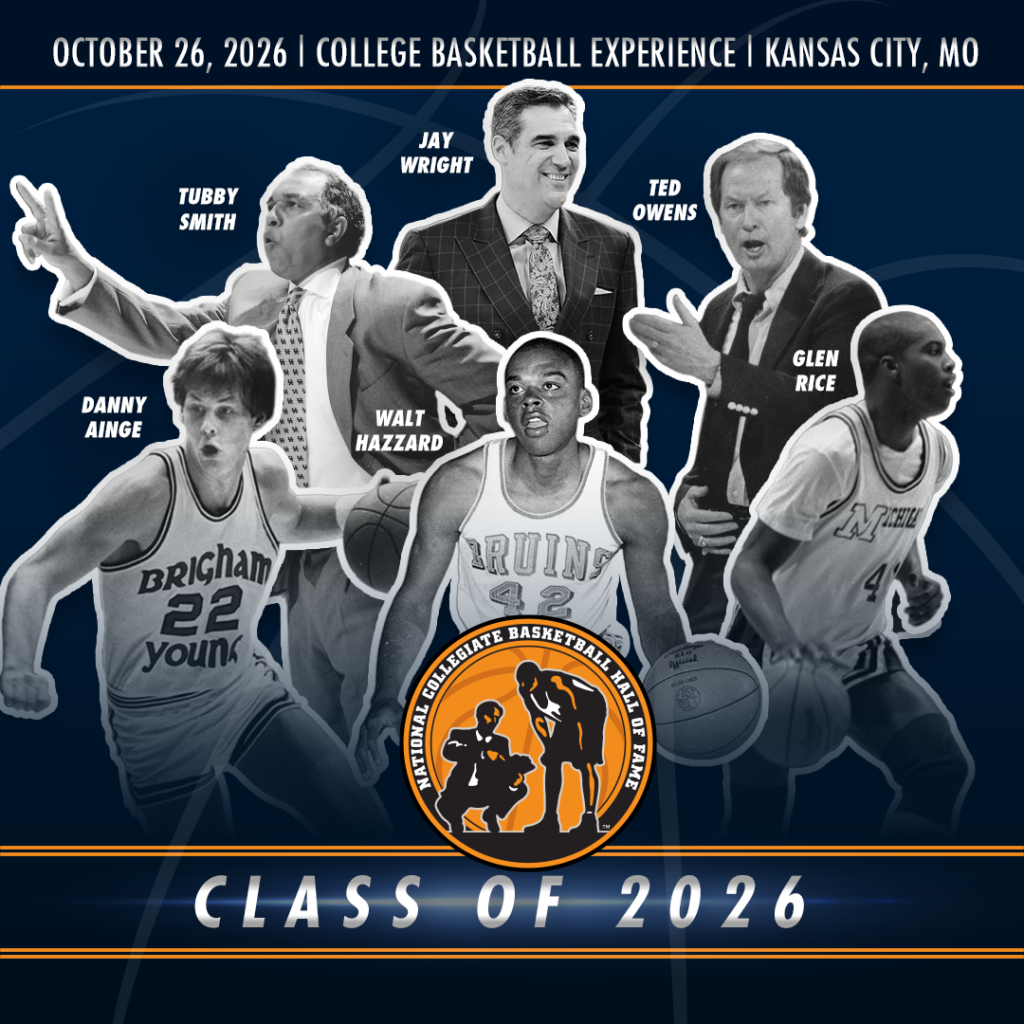 Poster for the latest Collegiate Basketball Hall of Fame inductees. Photo c. NCBHOF