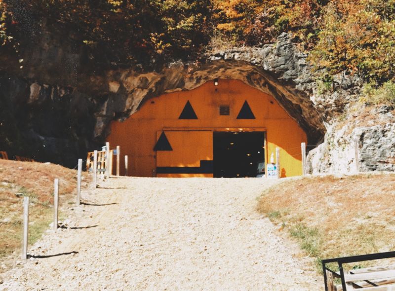 A Giant Jack-O-Lantern Painted Right On The Hillside A Giant Jack-O-Lantern Painted Right On The Hillside