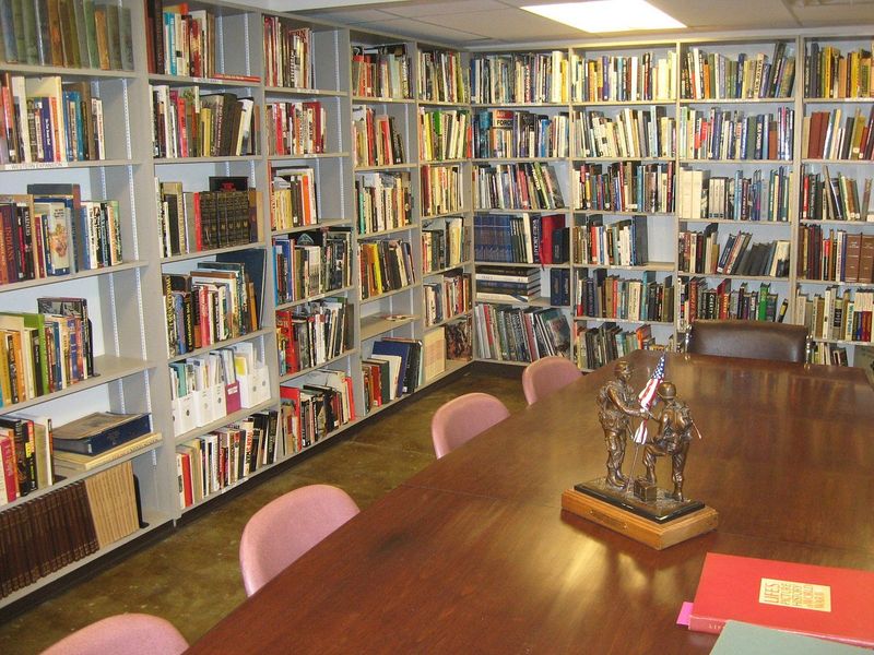 A Library Inside and Memorials Outside A Library Inside and Memorials Outside