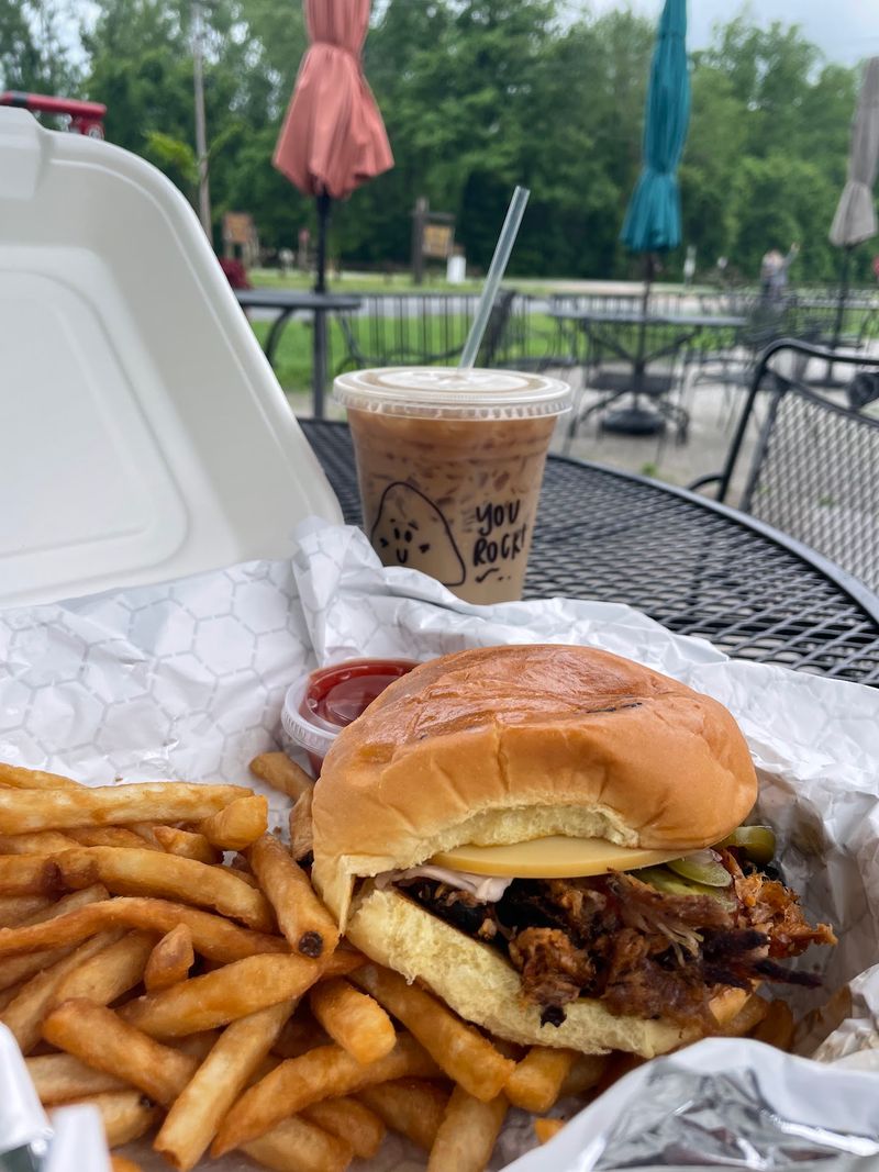 Burgers, Smoked Pork, And Veggie Plates