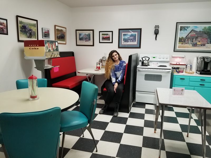 Coffee Break in a 1950s Diner Lounge