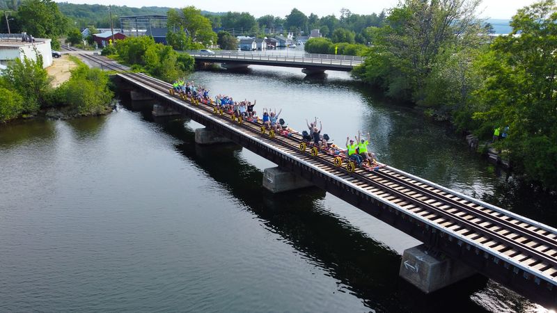 Crossing the Trestle Bridge Over the Water