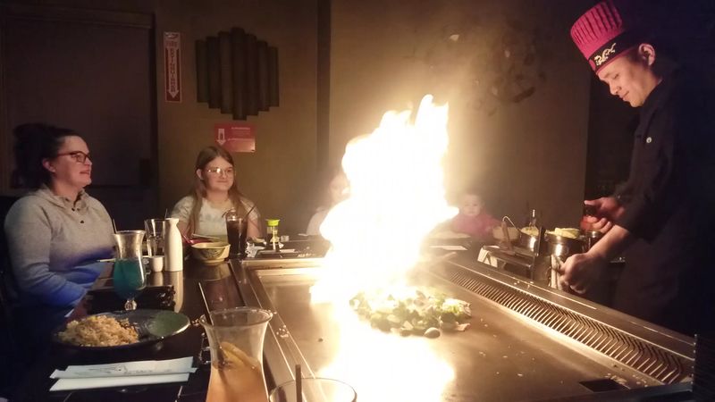Fire, Flips, And Flying Shrimp At The Hibachi Grill