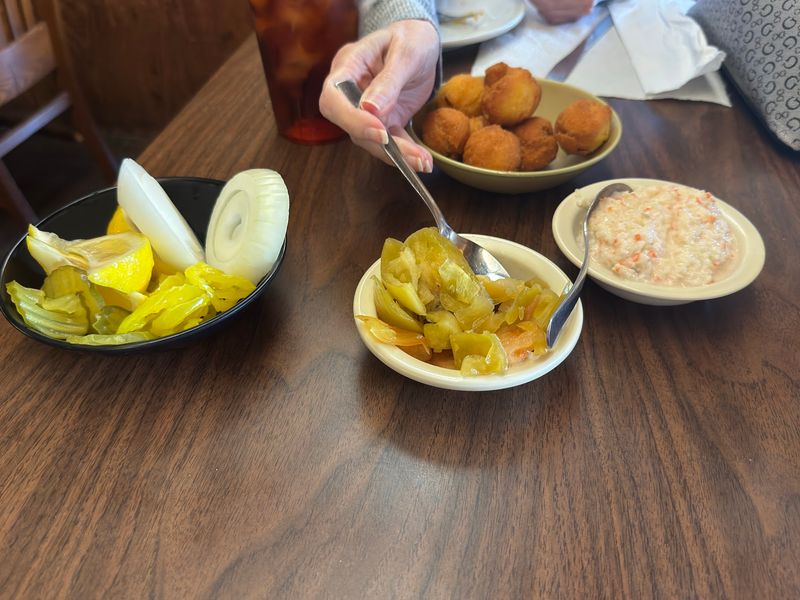 Hushpuppies, Hand-Cut Fries, and Green Tomato Relish Hushpuppies, Hand-Cut Fries, and Green Tomato Relish