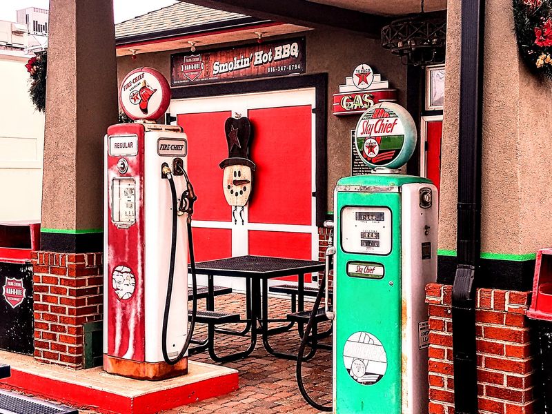 Old Pumps Standing Guard Out Front