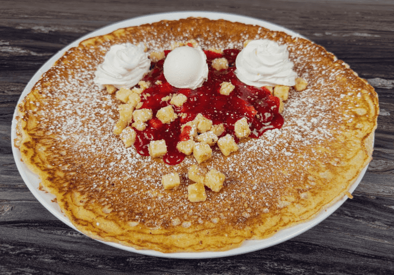 Pancakes So Big They Hang Off The Plate Pancakes So Big They Hang Off The Plate