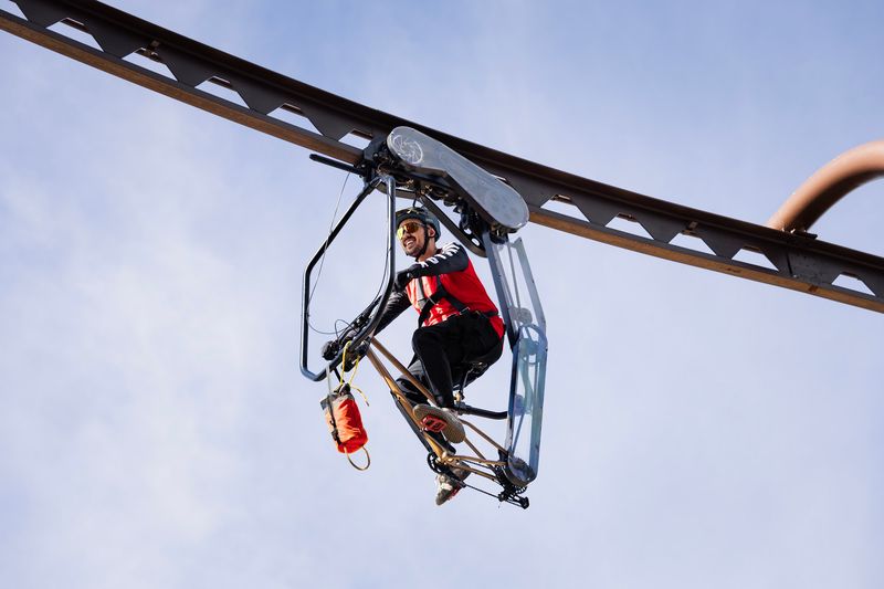 Pedal Through The Sky On A Bike That Runs On Rails Pedal Through The Sky On A Bike That Runs On Rails
