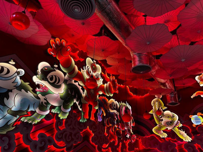 Red Walls, Tigers, and Floating Umbrellas