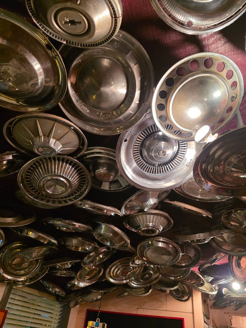 Somebody Look Up, Because The Ceiling Is Covered In Hubcaps Somebody Look Up, Because The Ceiling Is Covered In Hubcaps