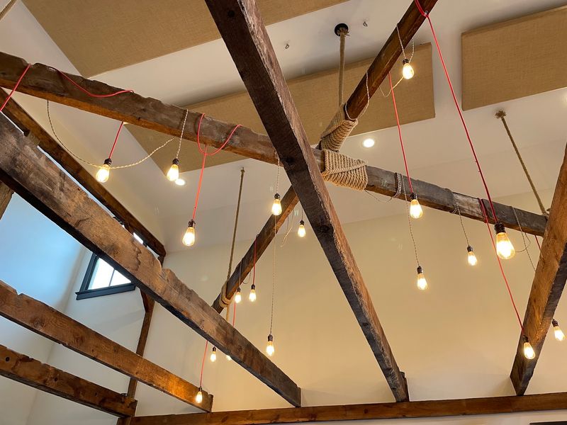 Wooden Rafters Make The Dining Room Feel Like A Mountain Cabin Wooden Rafters Make The Dining Room Feel Like A Mountain Cabin