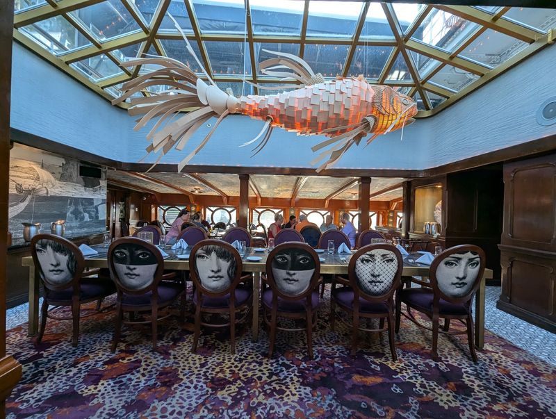 Woodwork, Painted Ceilings, and a Giant Fish Light