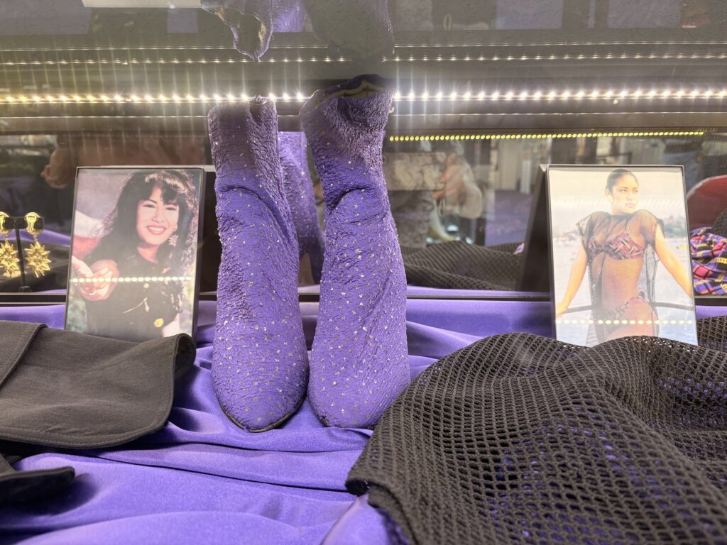 Boots and memorabilia  from Tejano popstar Selena, the Purple Gal. 